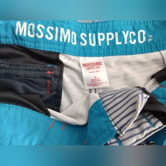 Mossimo Men's Floral Striped Swimsuit Beach Beachy Vacation Summer Blue Sz 32 - Picture 4 of 9